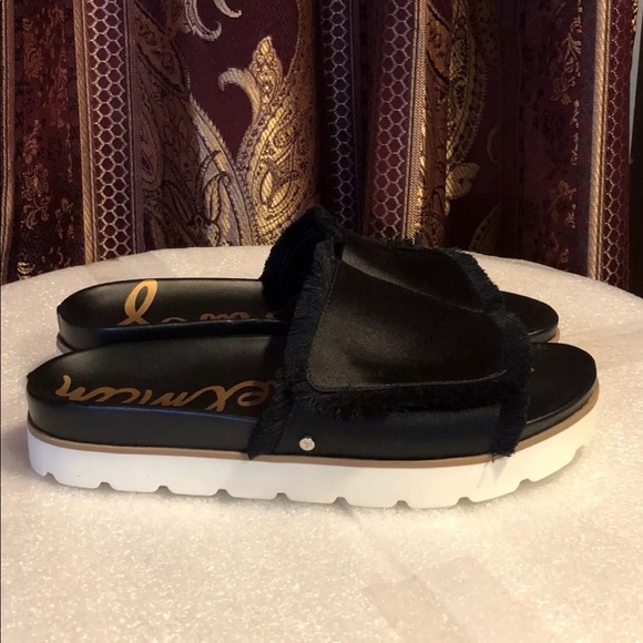 Sam Edelman Mares Satin Adjustable Slides, Black 8 - Picture 4 of 8